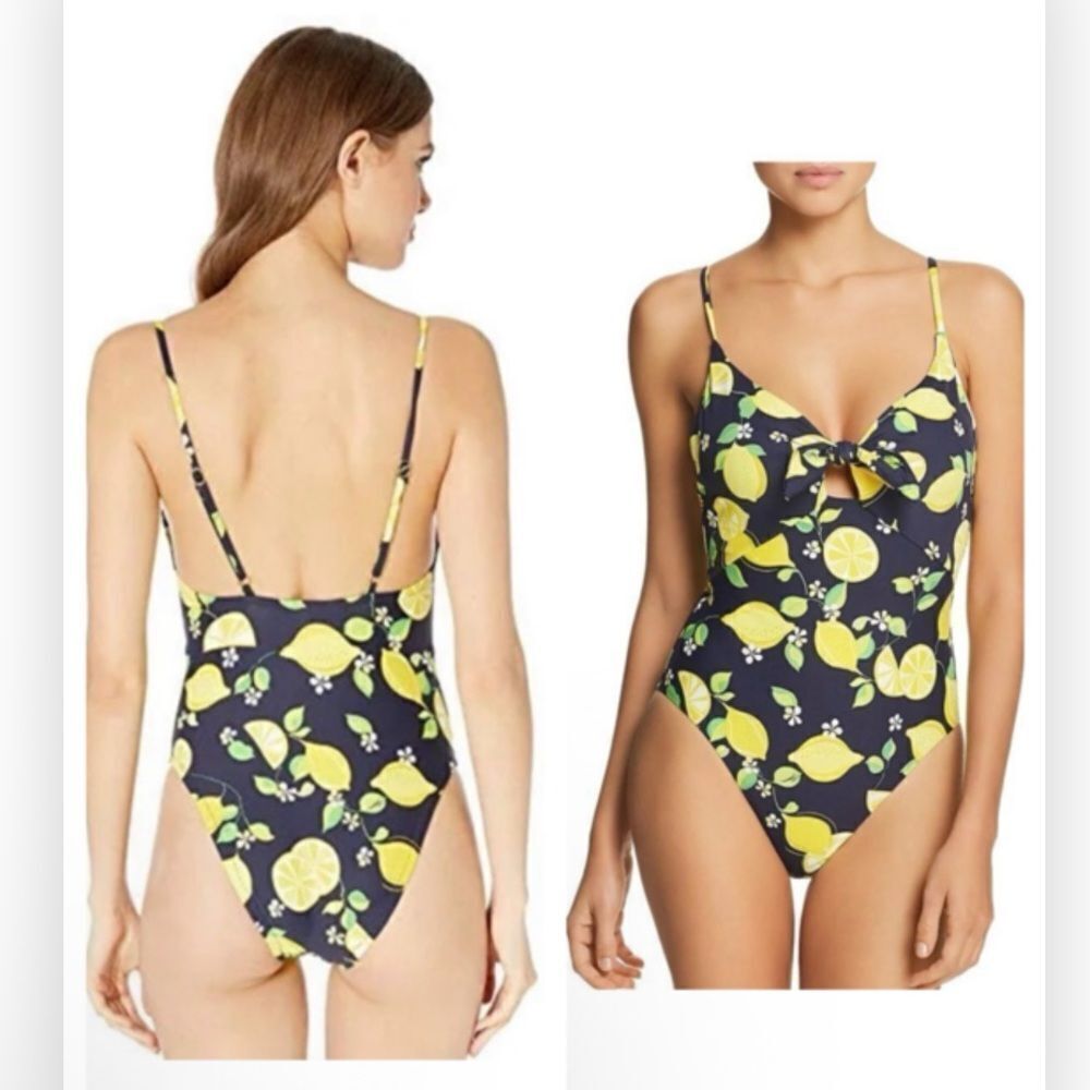 NWT Trina Turk Womens navy blue lemon one piece bathing suit $168